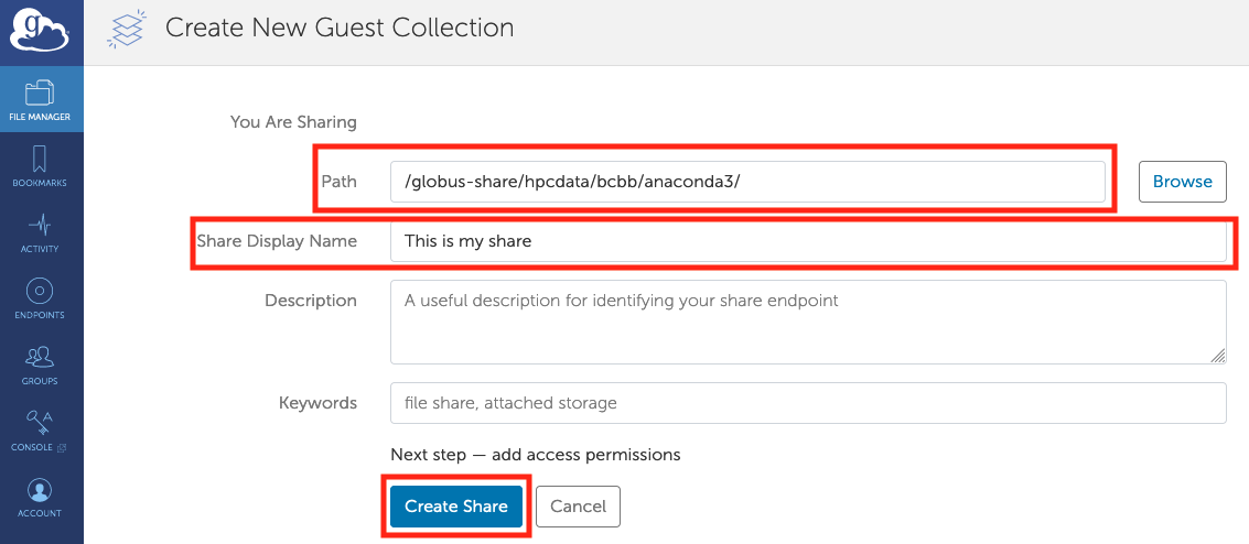 create share